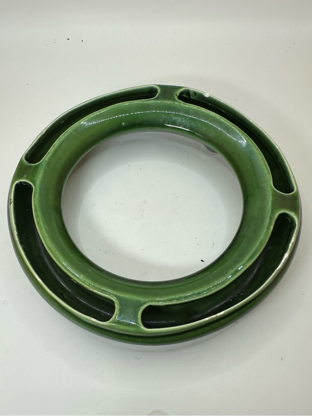 McCoy Pottery Floral Ring/Frog. Green